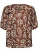Blus i viskos med v-ringning, Brun, Packshot image number 0