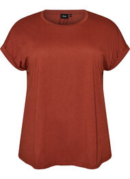 Kort&auml;rmad t-shirt i bomullsmix, R&ouml;d