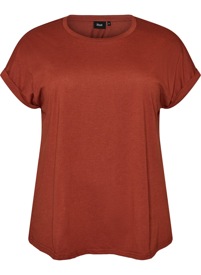 Kort&auml;rmad t-shirt i bomullsmix, R&ouml;d, Packshot image number 0