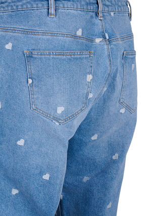 Mille mom fit jeans med hjärtan, Light blue denim, Packshot image number 3