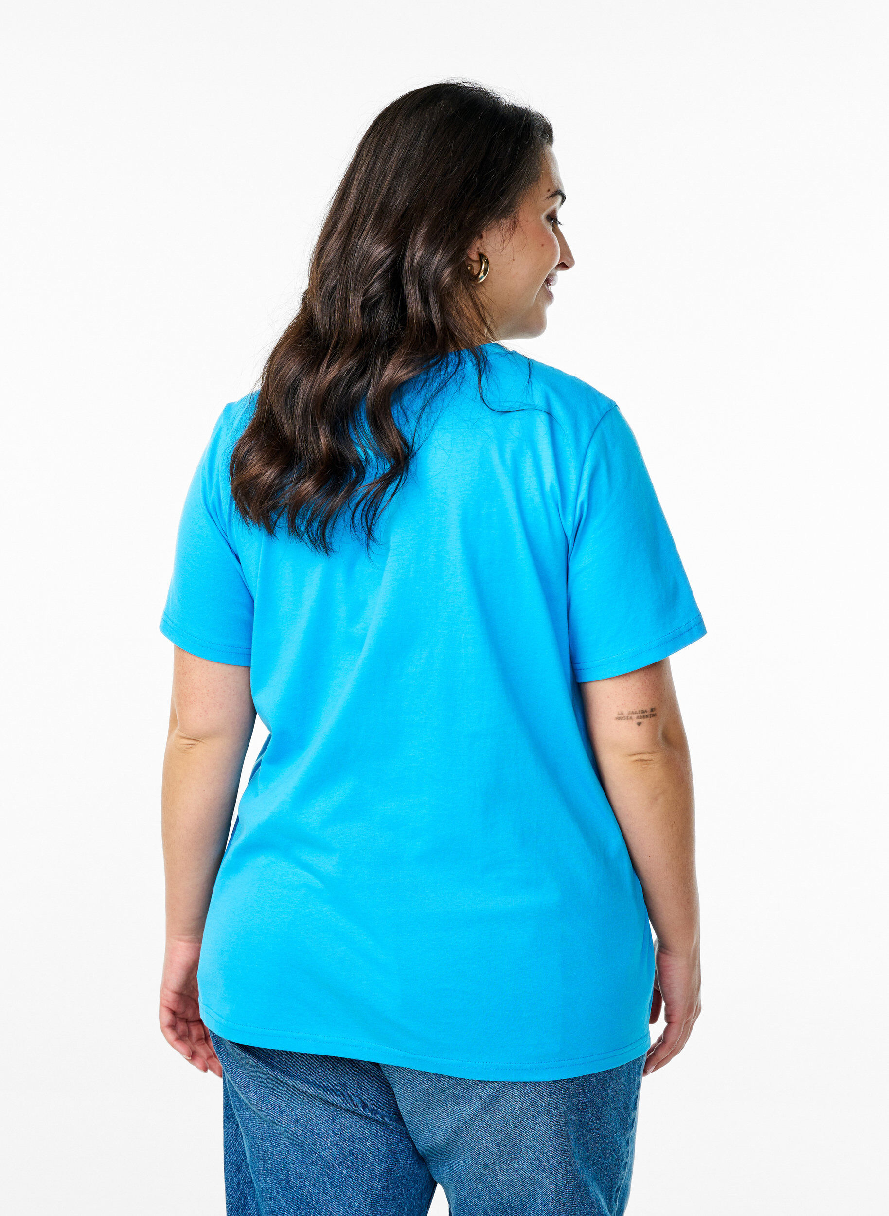 ZizziEnkel t-shirt i bomull med rund halsringning, Bl&aring;, Model image number 2