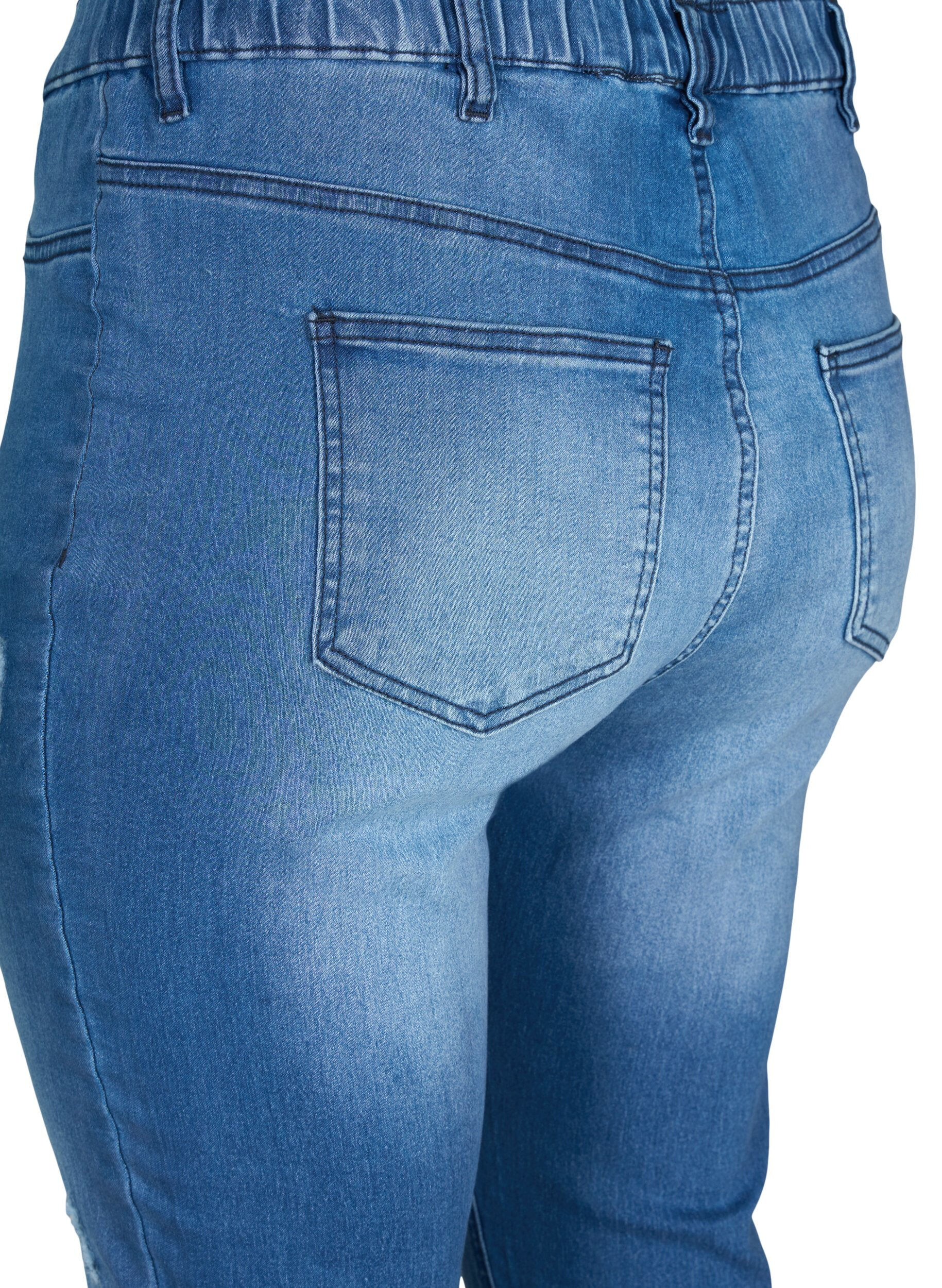 Zizzi Jeggings med slitna detaljer, Dark blue, Packshot image number 3