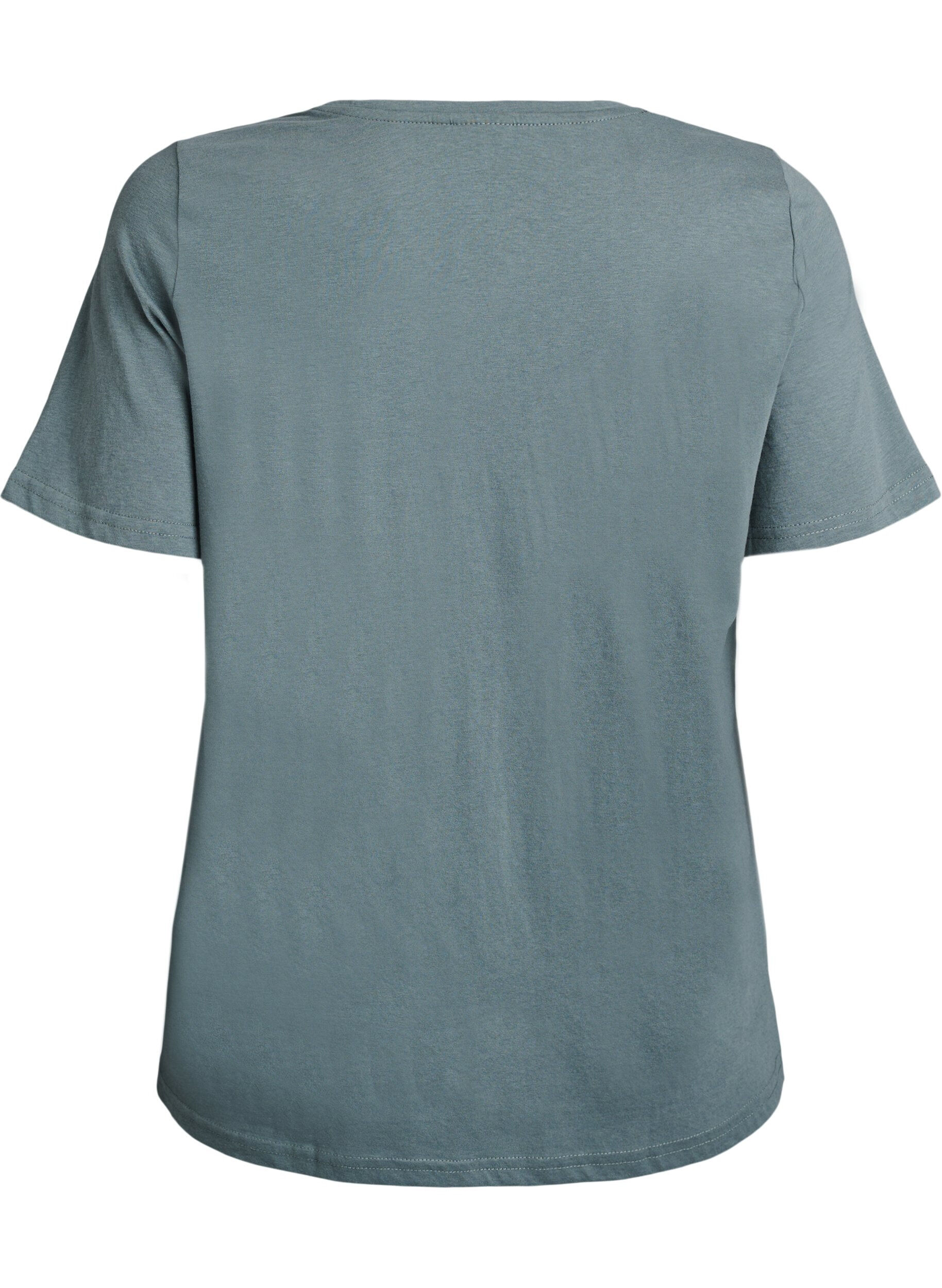 Zizzi T-shirt med tryck, Gr&ouml;n, Packshot image number 1