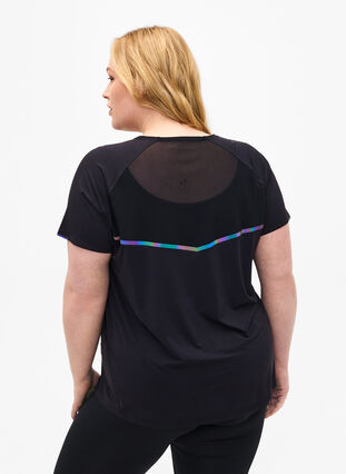 Tränings-t-shirt med mesh och reflekterande detaljer, Black, Model image number 1