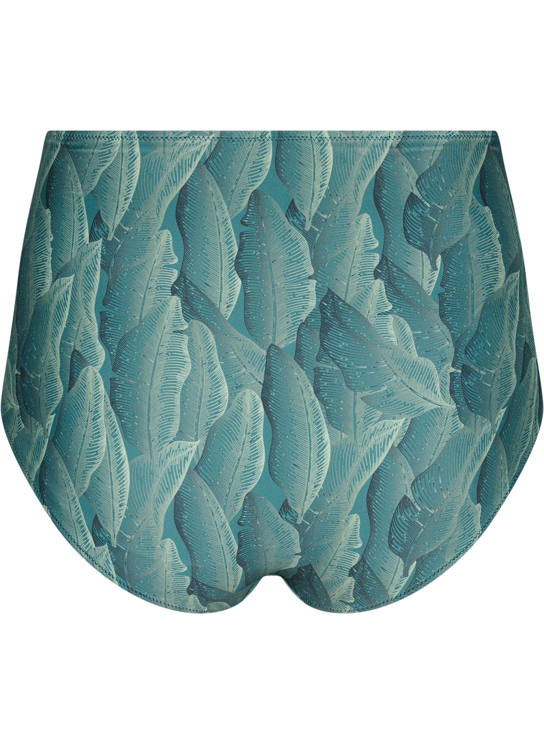 Zizzi Bikinitrosa med m&ouml;nster och h&ouml;g midja, Gr&ouml;n, Packshot image number 1