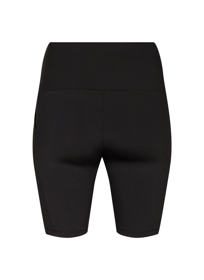 Åtsittande shorts med hög midja och fickor, Black, Packshot image number 1