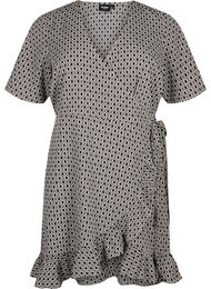 FLASH – Kortärmad omlottklänning, Black White Graphic