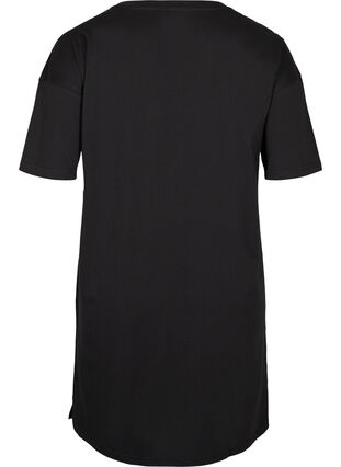 T-shirtklänning i bomull med mönster, Black w. Gold, Packshot image number 1