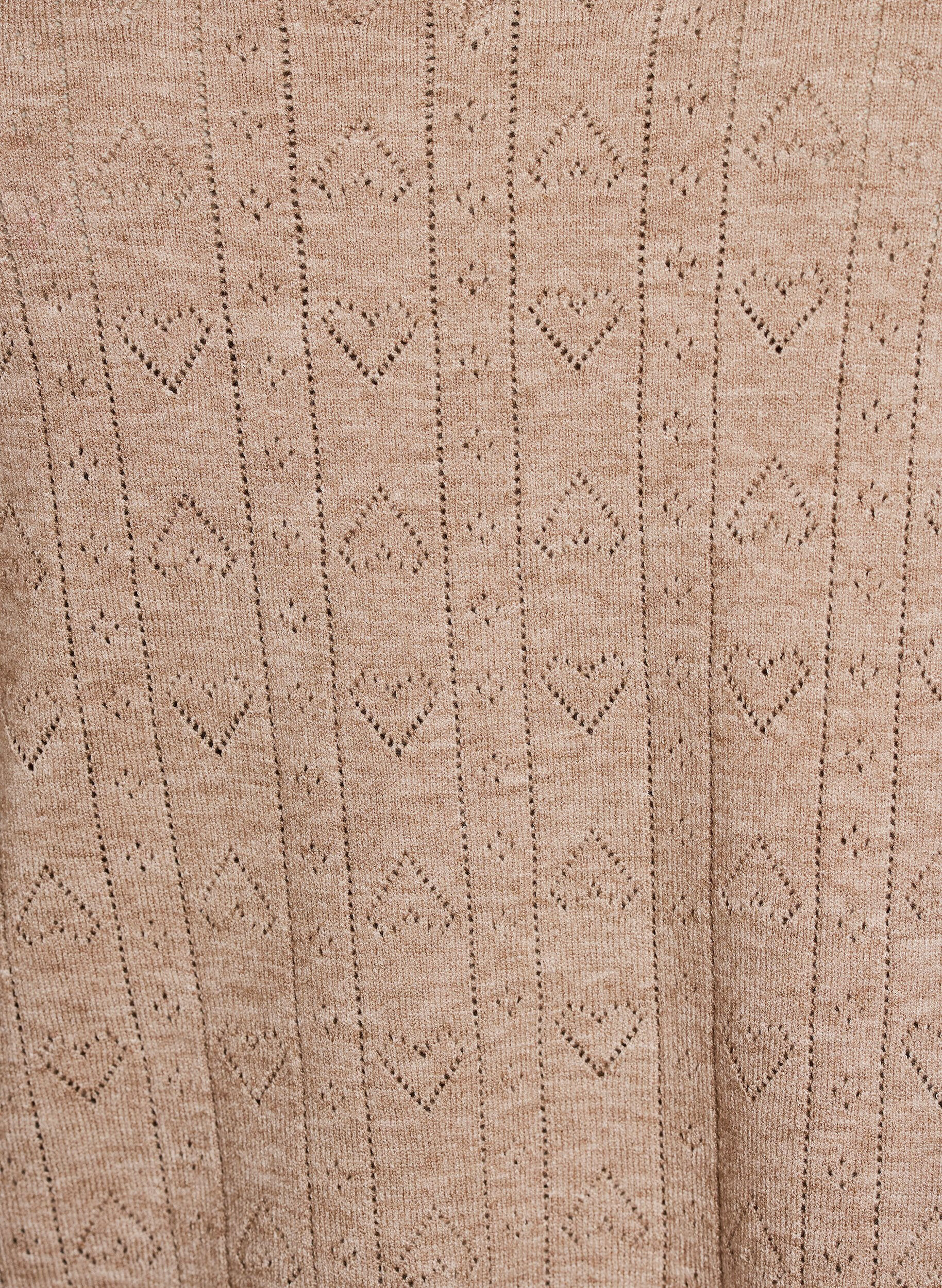 ZizziKort&auml;rmad stickad blus med pointellem&ouml;nster, Beige, Packshot image number 2