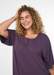 Nattlinne i viskosjersey med ribbad textur, Lila, Model image number 3