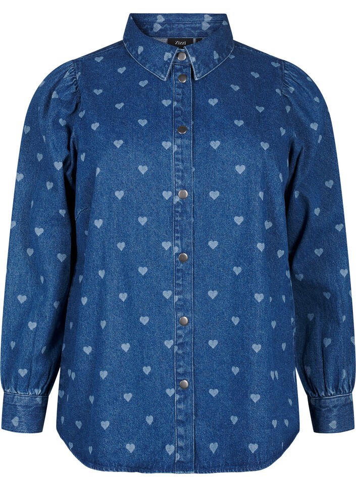 Denimskjorta med hjärtan, L. Blue D. W. Heart, Packshot image number 0