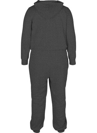 Jumpsuit med huva och snöre, Dark Grey Melange, Packshot image number 1