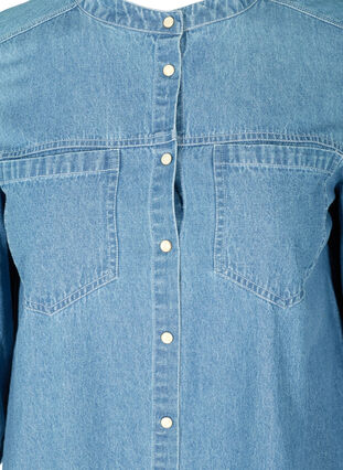 Lång jeansskjorta i bomull, Blue denim ASS, Packshot image number 2