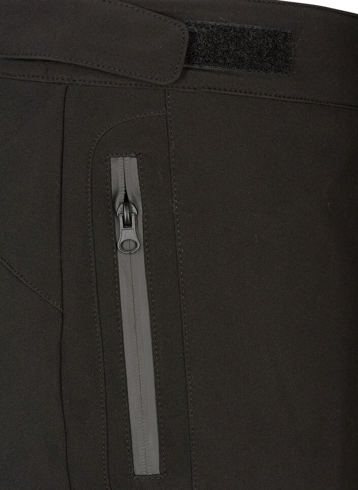 Softshell byxor med justerbart kardborreband, Svart, Packshot image number 3