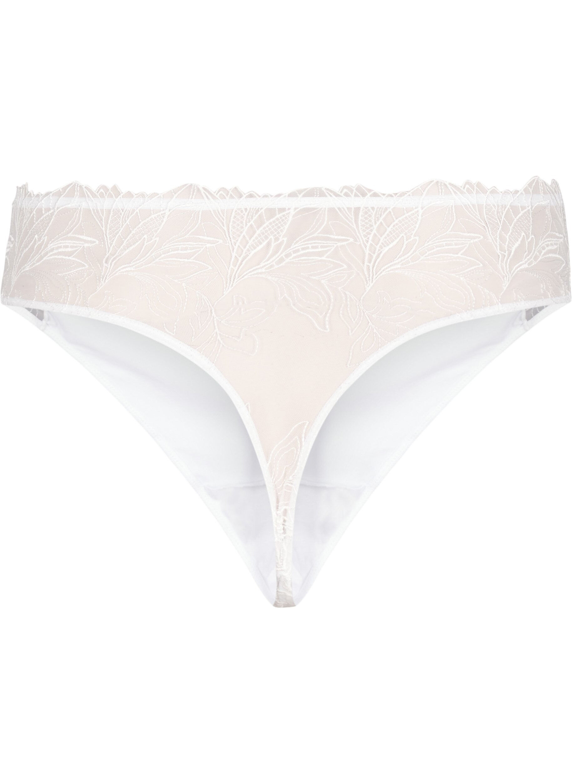 ZizziTrosor i microfiber med spets, Vit, Packshot image number 1