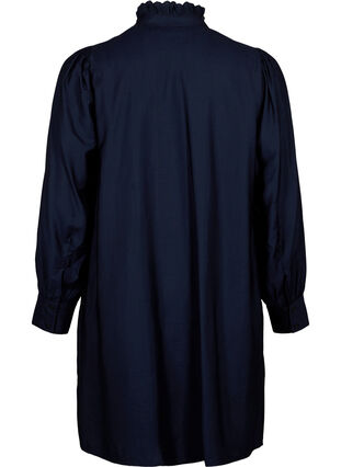 Viskosskjorta klänning med ruffles, Sky Captain, Packshot image number 1