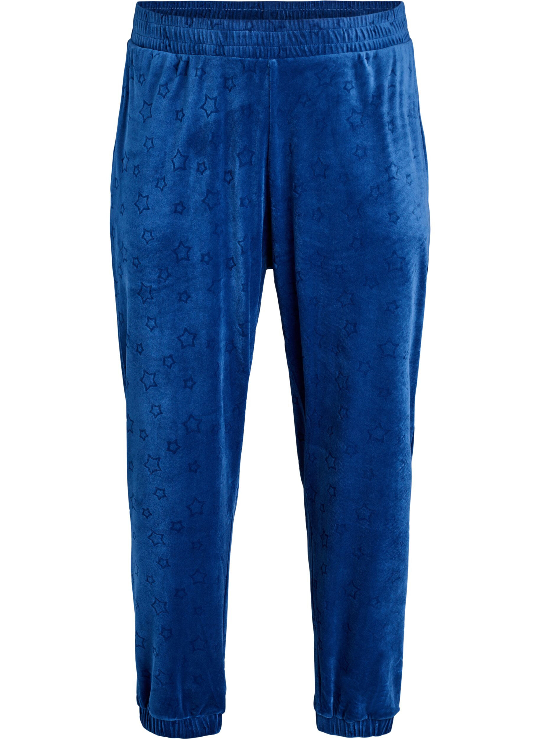 Byxor i velour med pr&auml;glat m&ouml;nster