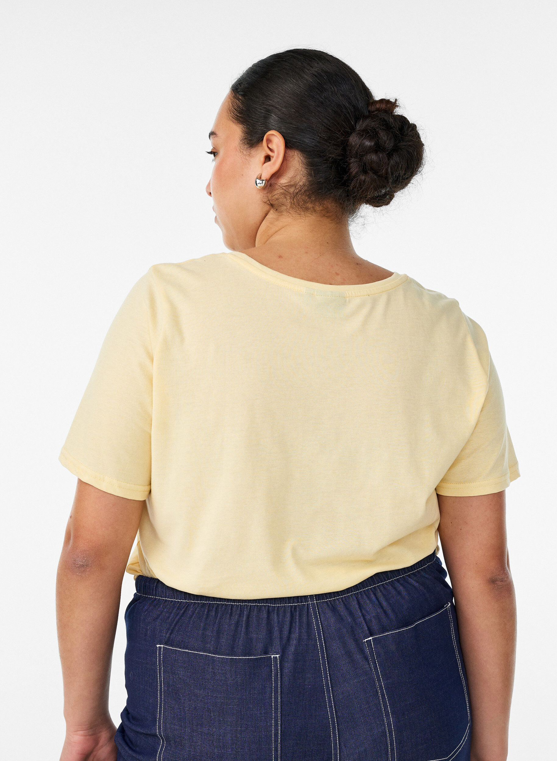 ZizziT-shirt med tryck, Gul, Model image number 2