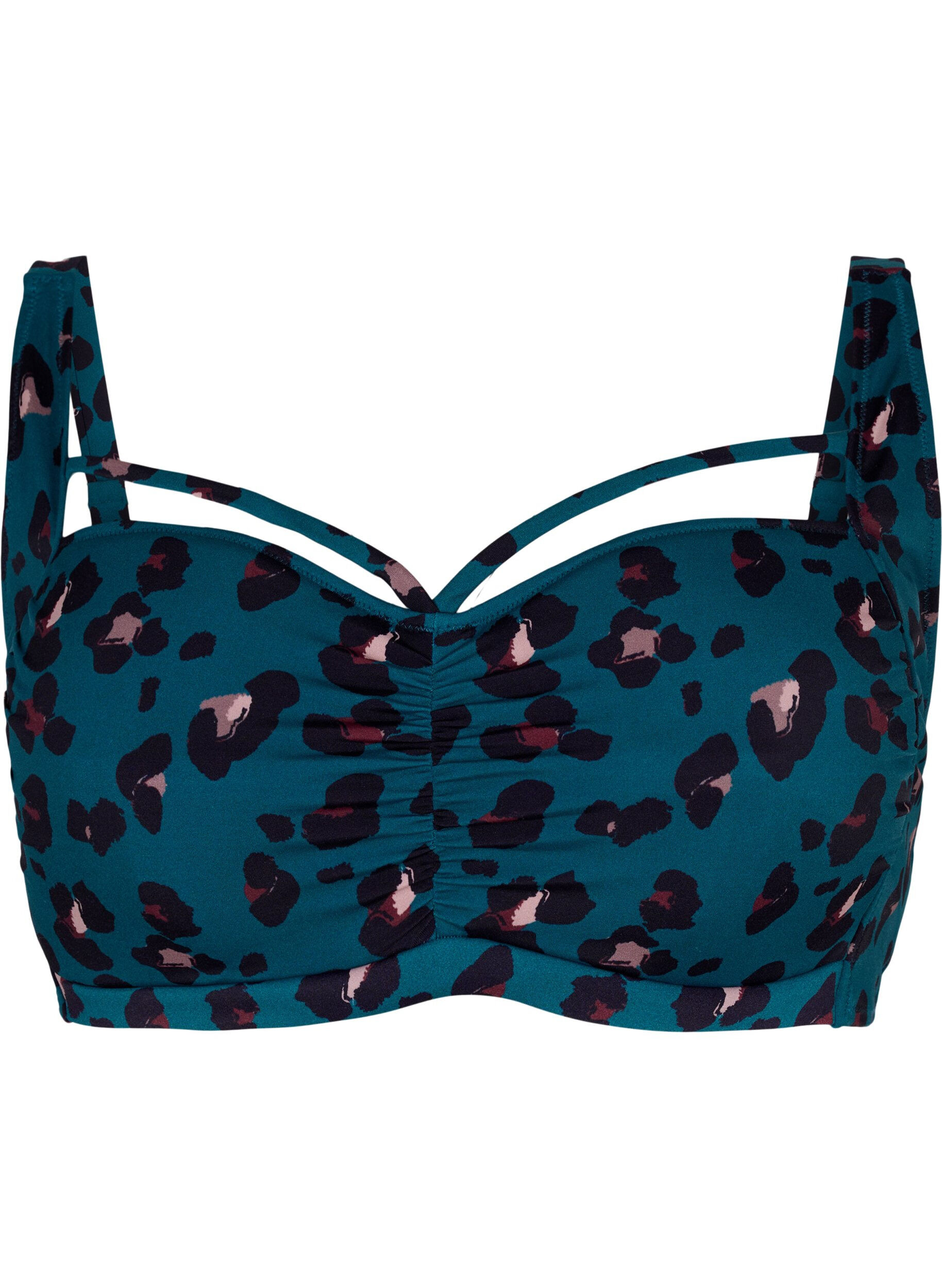 Zizzi Bikini-bh med drapering och band &ouml;ver bysten, Leopard, Packshot image number 0