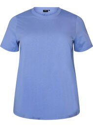Enkel t-shirt i bomull med rund halsringning, Lila
