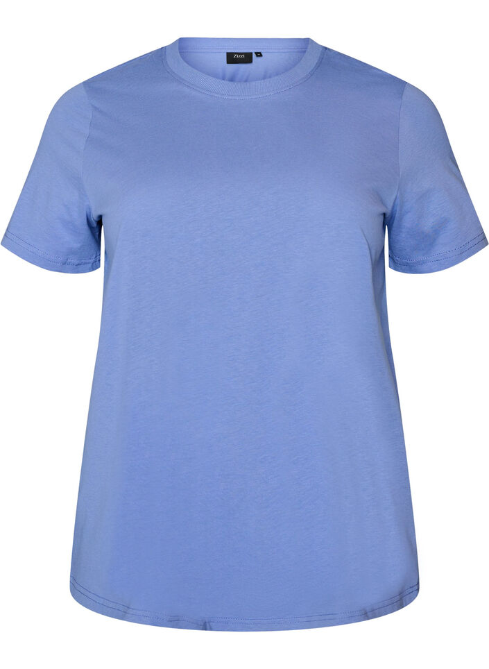 Enkel t-shirt i bomull med rund halsringning, Lila, Packshot image number 0