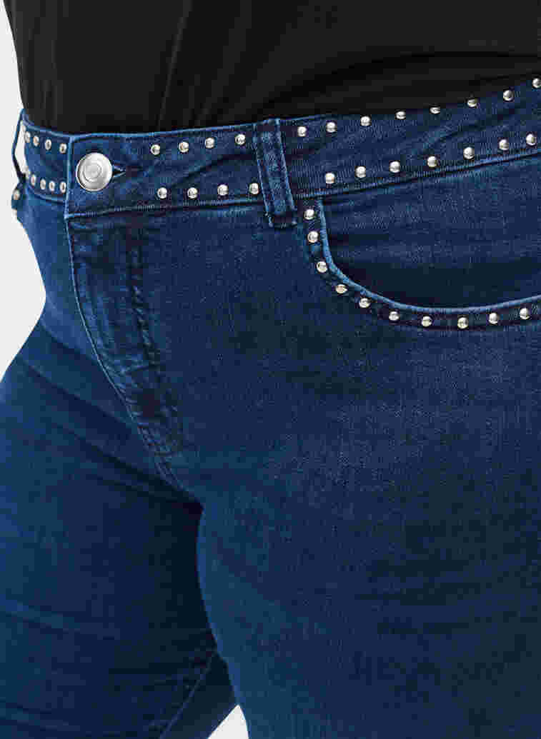 Super slim Amy jeans med nitar, Dark blue, Model image number 2