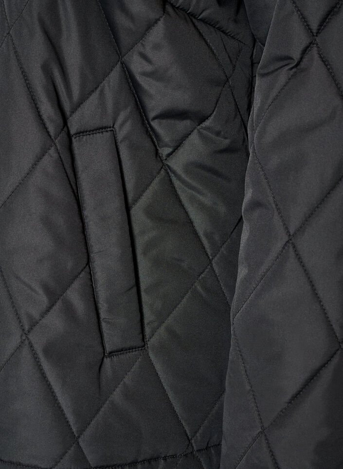L&auml;tt vadderad jacka med diamantquilt, Svart, Packshot image number 3