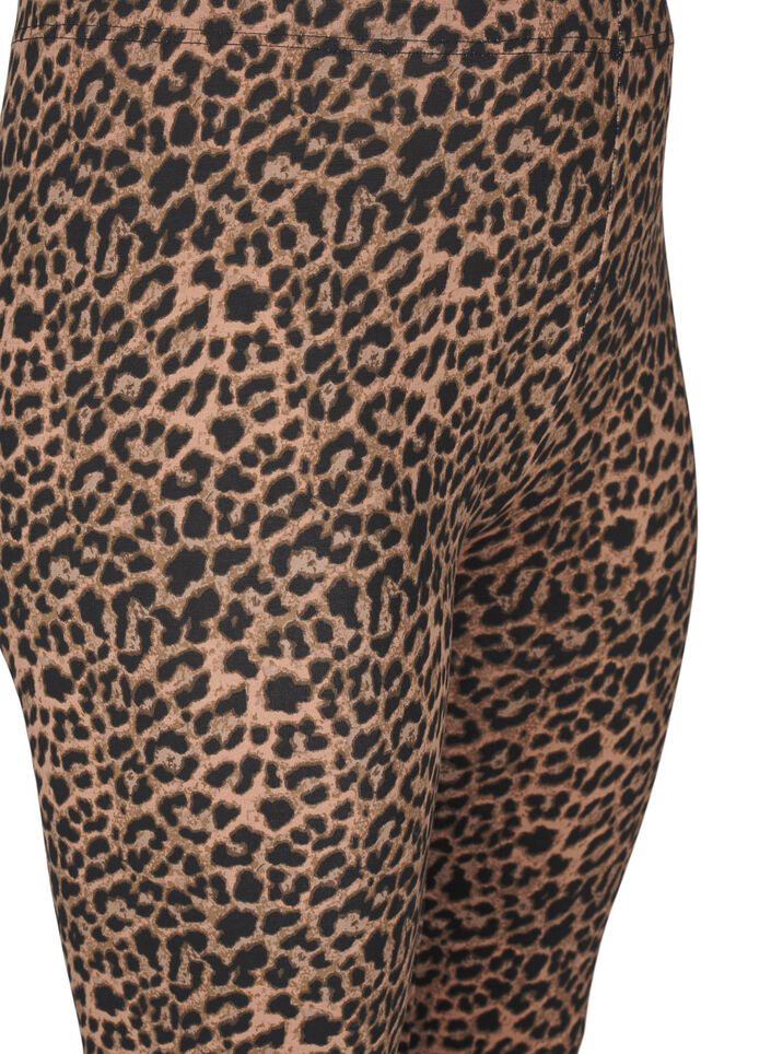 Viskos leggings med leopardmönster, Svart, Packshot image number 2