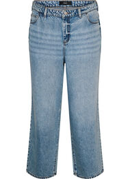 Kiana straight fit-jeans med h&ouml;g midja, Bl&aring;