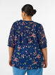 Blus med blommigt m&ouml;nster och v-ringning, Bl&aring;, Model image number 2