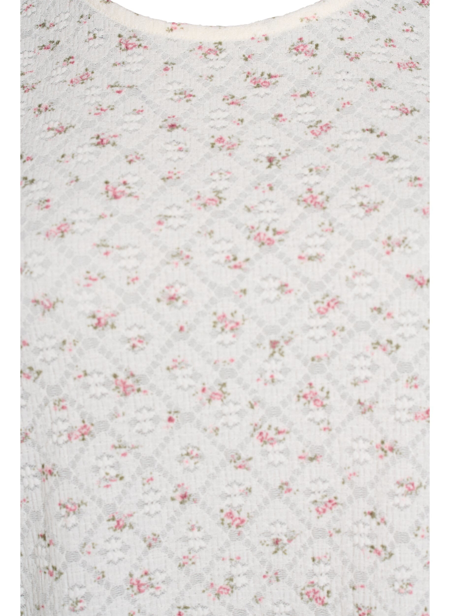 Zizzi Kort&auml;rmad jerseyblus med blommigt tryck, Vit, Packshot image number 2