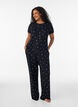 Pyjamastopp med blommigt m&ouml;nster och ribbad struktur, Svart, Model image number 1