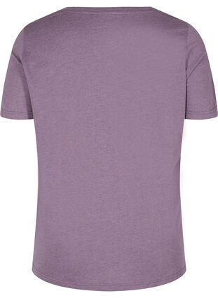 Melerad t-shirt med tryck och korta ärmar, Vintage Violet Mel., Packshot image number 1