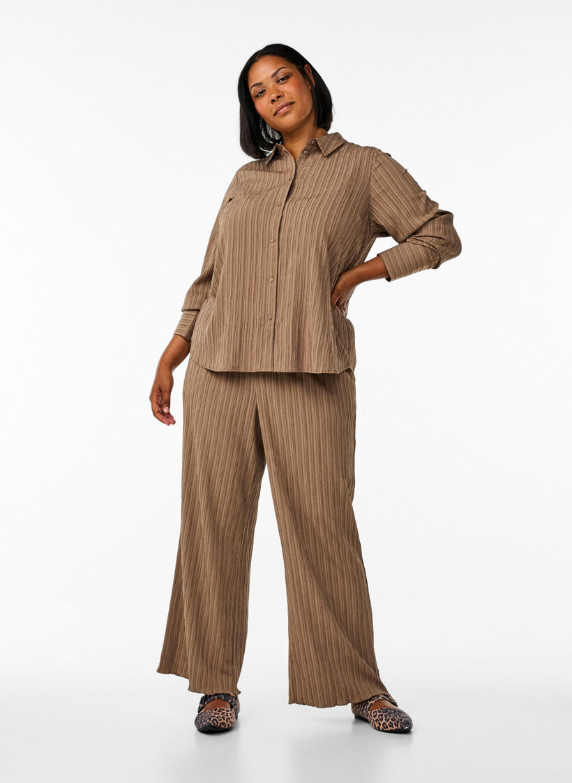 FLASH - Skjorta med textur, Brun, Model image number 1