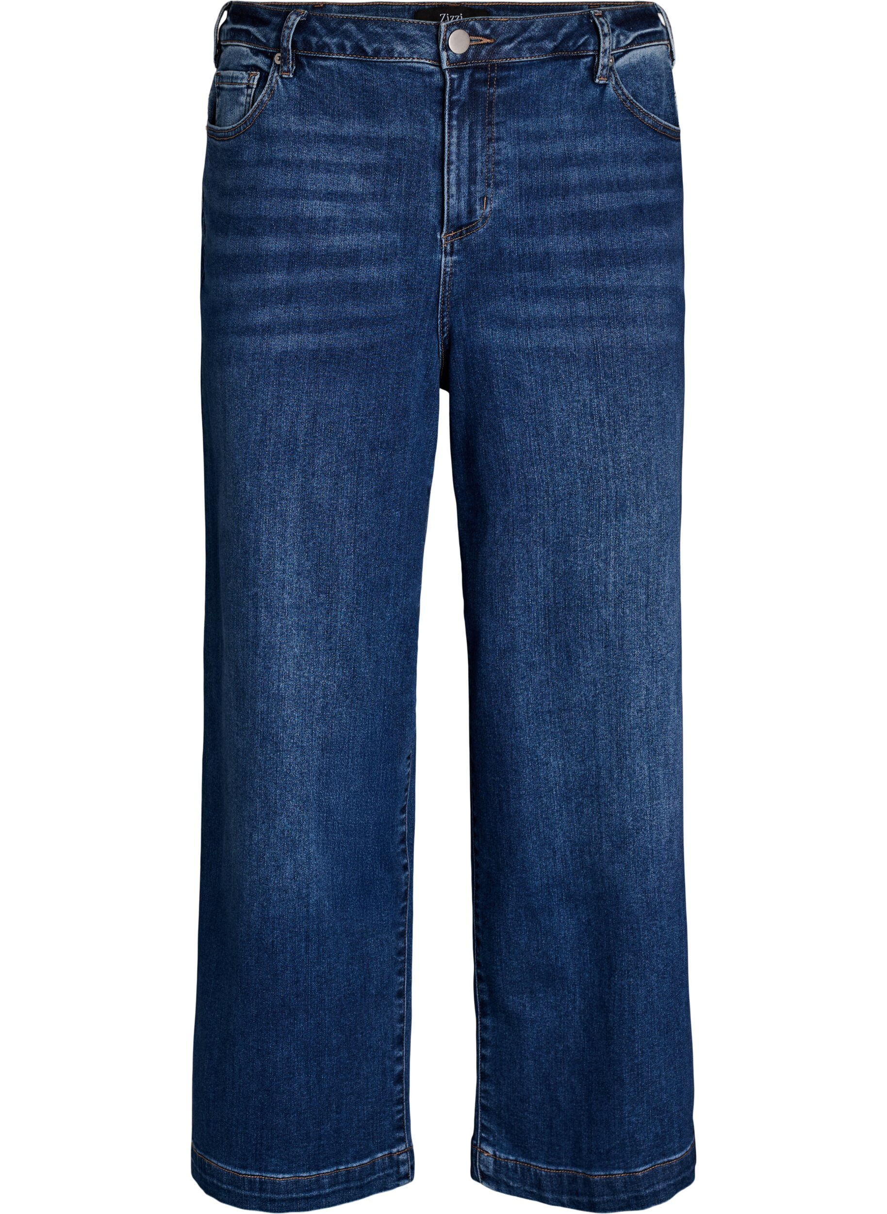 Zizzi Kiana jeans med rak passform och h&ouml;g midja, Bl&aring;, Packshot image number 0