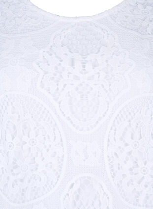 Kortärmad festklänning i spets, Bright White, Packshot image number 2
