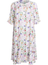 Blommig midikl&auml;nning med 3/4 &auml;rmar, Rosa