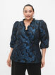 Omlottblus i jacquard med 3/4-ärmar, Black Blue, Model image number 0