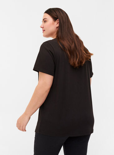 V-ringad t-shirt med meshdetaljer, Black, Model image number 1