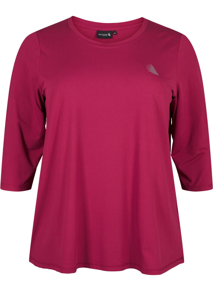 Tr&auml;ningsblus med trekvarts&auml;rm, R&ouml;d, Packshot image number 0