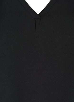 Blus med transparenta puffärmar, Black, Packshot image number 2