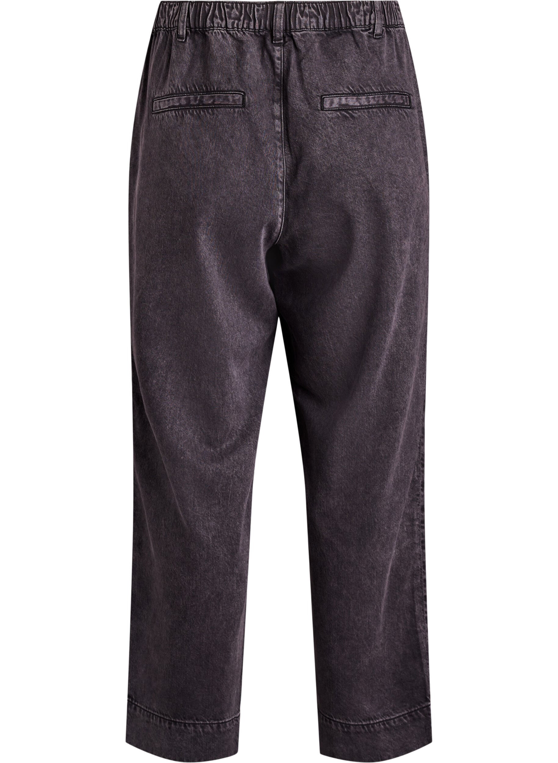 Zizzi Vida jeans med res&aring;r i midjan, Gr&aring;, Packshot image number 1