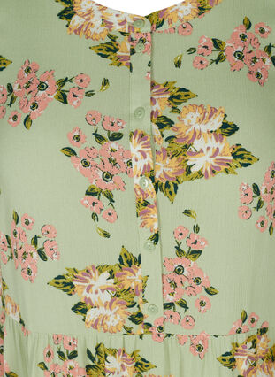 A-linjeformad viskosklänning med korta ärmar, Light Green April, Packshot image number 2