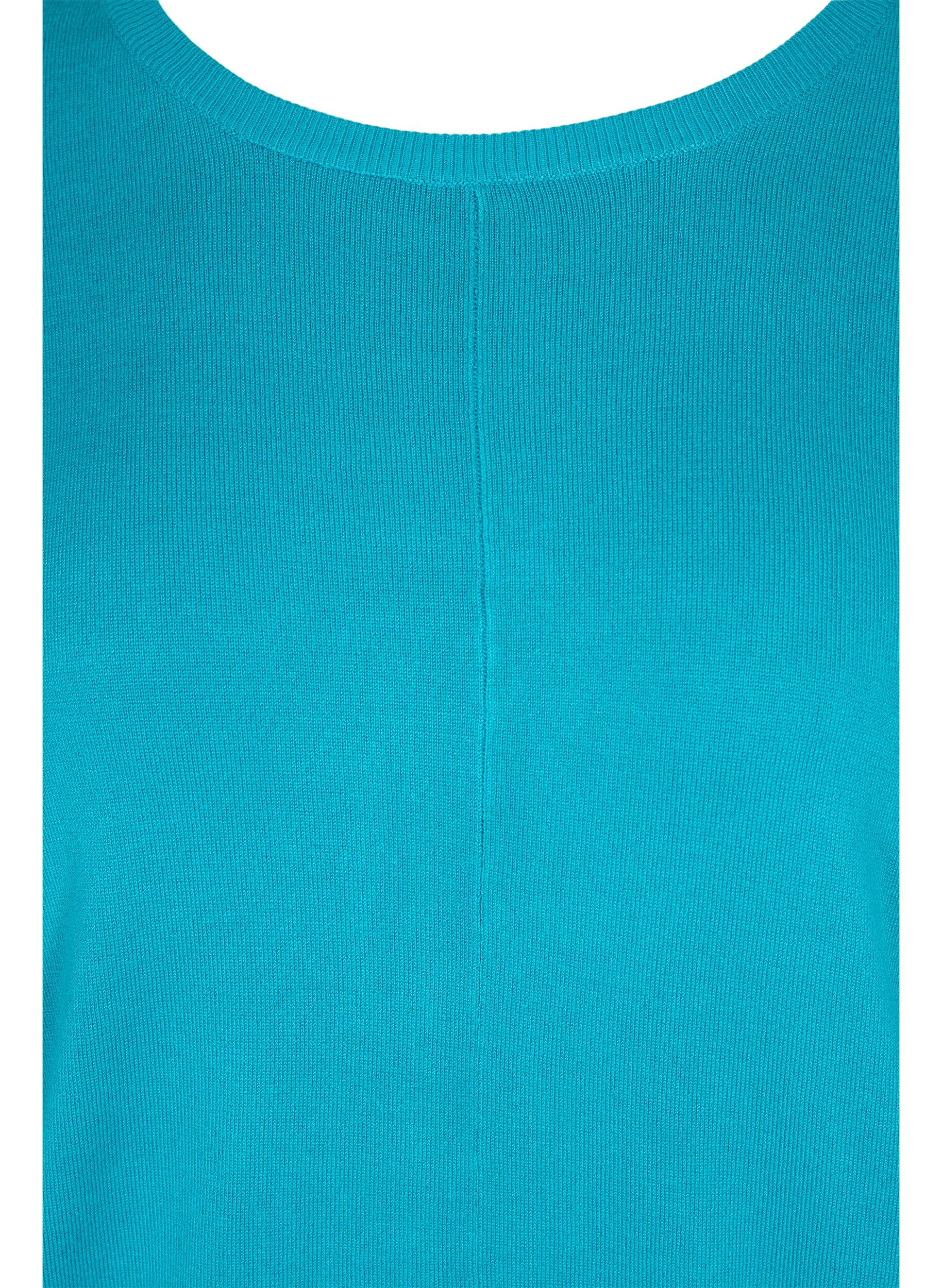 Zizzi Stickad tunika i viskosblandning, Capri Breeze, Packshot image number 2