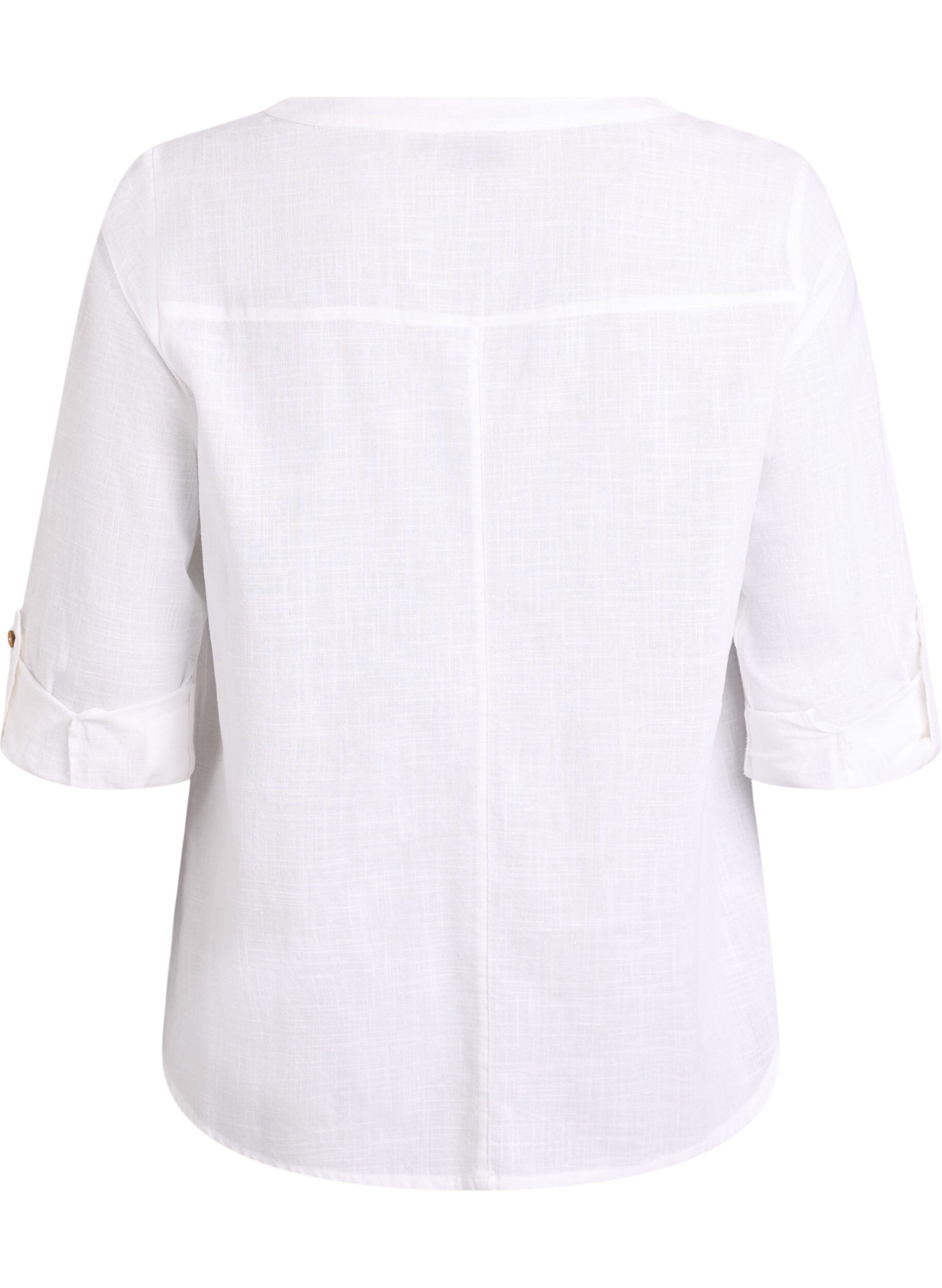 ZizziSkjortblus i bomull med v-ringning, Vit, Packshot image number 1