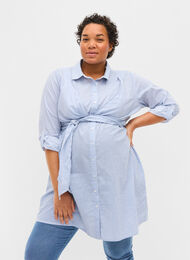Skjortklänning för gravida i bomull , Blue Stripe, Model