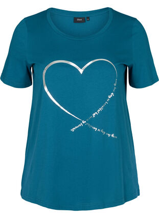 Kortärmad t-shirt med print, Blue Coral, Packshot image number 0