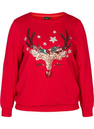 Sweatshirt med julmotiv och paljetter, Tango Red