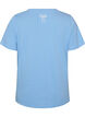 T-shirt i bomull med v-ringning och tryck framtill, Bl&aring;, Packshot image number 1