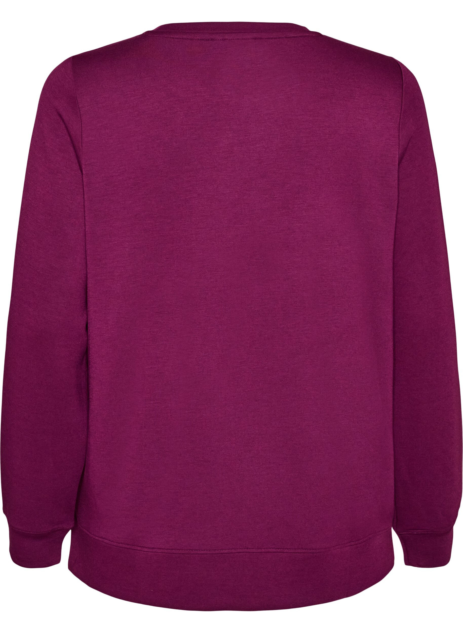 ZizziL&aring;ng&auml;rmad blus i jersey med rund hals, Lila, Packshot image number 1